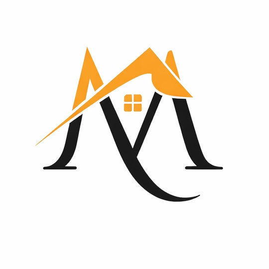 Logo with a stylized 'M' in black and gold on a white background